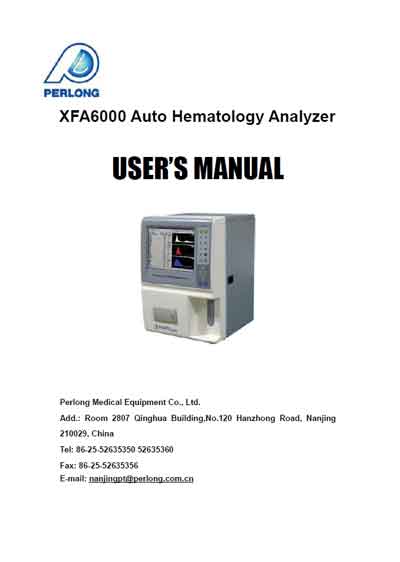 Инструкция пользователя User manual на XFA6000 [Perlong]