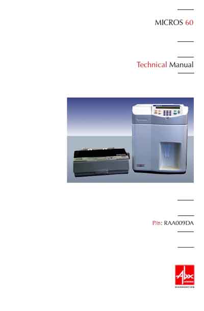 Техническая документация Technical Documentation/Manual на ABX Micros 60 (RAA009DA - 269 стр.) [Horiba -ABX Diagnostics]