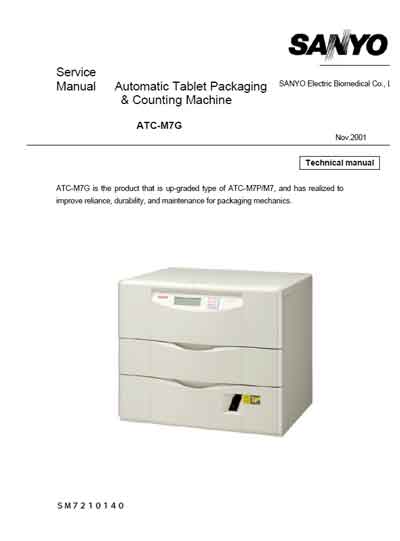 Сервисная инструкция Service manual на Автоматическая машина для упаковывания таблеток ATC-M7G [Sanyo]
