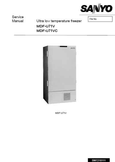 Сервисная инструкция Service manual на Медицинские морозильники MDF-U71V, VC [Sanyo]