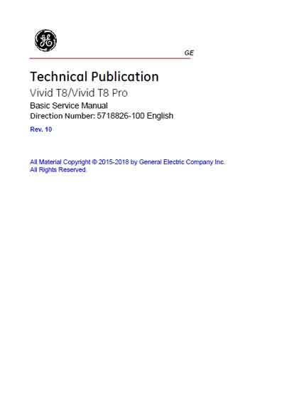 Сервисная инструкция, Service manual на Диагностика-УЗИ Vivid T8 / T8 Pro Rev.10