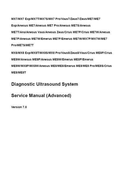 Сервисная инструкция, Service manual на Диагностика-УЗИ MX7, ME7, MX8, ME8