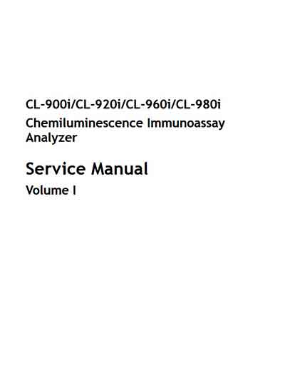 Сервисная инструкция, Service manual на Анализаторы CL-900i, 920i, 960i, 980i