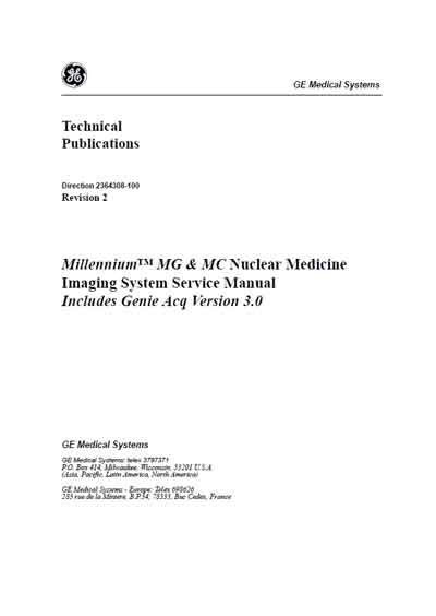 Сервисная инструкция, Service manual на Рентген Гамма-камера Millennium MG & MC