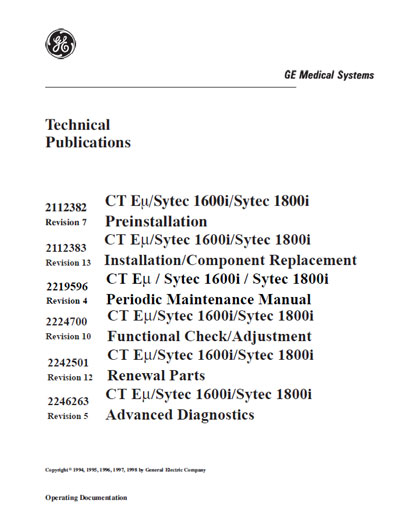 Техническая документация Technical Documentation/Manual на Sytec 1600i/1800i [General Electric]
