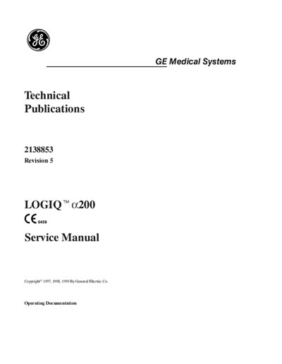 Сервисная инструкция, Service manual на Диагностика-УЗИ Logiq a200 Rev. 5