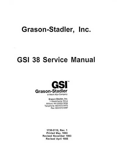 Сервисная инструкция Service manual на Тимпанометр GSI 38 Auto Tymp (GSI) [---]