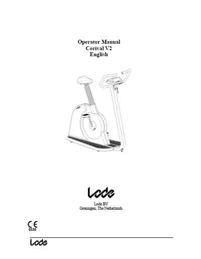 Инструкция оператора, Operator manual на Диагностика Велоэргометр Corival V2 (Lode BV)