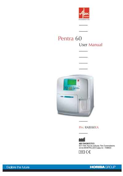 Инструкция пользователя User manual на Pentra 60 [Horiba -ABX Diagnostics]