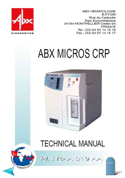 Техническая документация, Technical Documentation/Manual на Анализаторы ABX Micros CRP