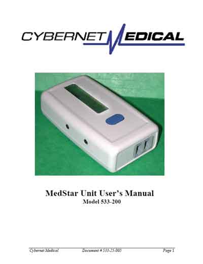 Инструкция по эксплуатации, Operation (Instruction) manual на Разное Устройство MedStar Unit Model 533-200 (Cybernet Medical)