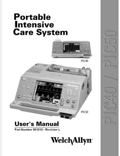 Инструкция по эксплуатации Operation (Instruction) manual на Дефибриллятор-монитор PIC 40 / PIC 50 [Welch Allyn]