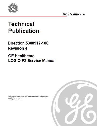 Сервисная инструкция, Service manual на Диагностика-УЗИ Logiq P3