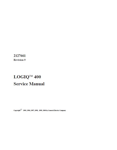 Сервисная инструкция Service manual на Logiq 400 [General Electric]