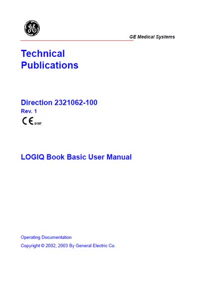 Руководство пользователя, Users guide на Диагностика-УЗИ Logiq Book Basic Direction 2321062-100