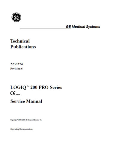 Сервисная инструкция, Service manual на Диагностика-УЗИ Logiq 200 Pro Rev. 6