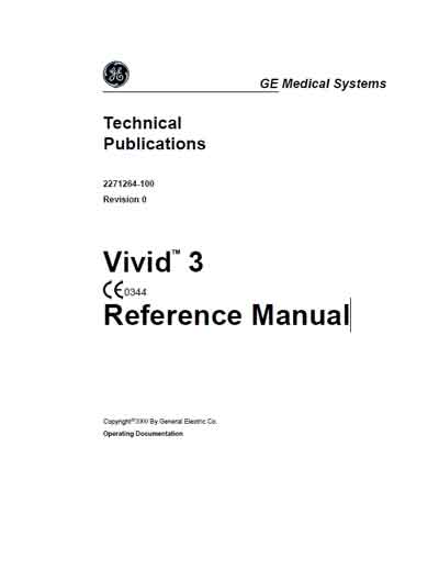 Справочные материалы, Reference manual на Диагностика-УЗИ Vivid 3 Reference Manual
