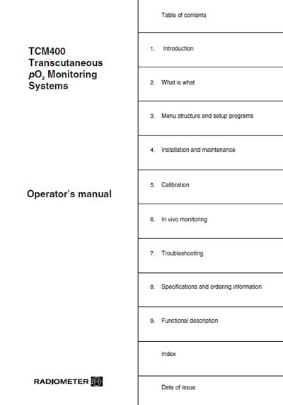 Инструкция по эксплуатации Operation (Instruction) manual на TCM 400 Transcutaneous pO2 Monitoring Systes [Radiometer]