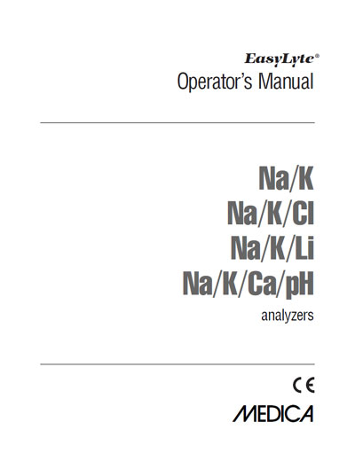 Руководство оператора Operators Guide на EasyLyte Na/K [Medica]