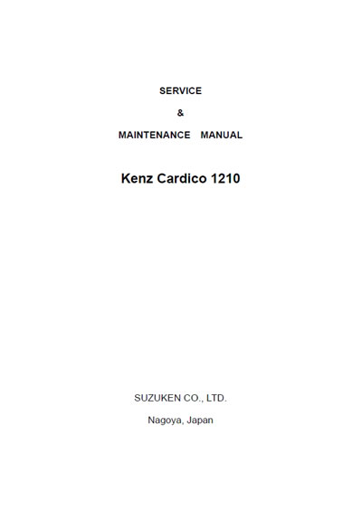 Сервисная инструкция, Service manual на Диагностика-ЭКГ Kenz Cardico 1210 (Suzuken)