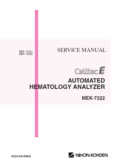 Сервисная инструкция Service manual на MEK-7222 [Nihon Kohden]