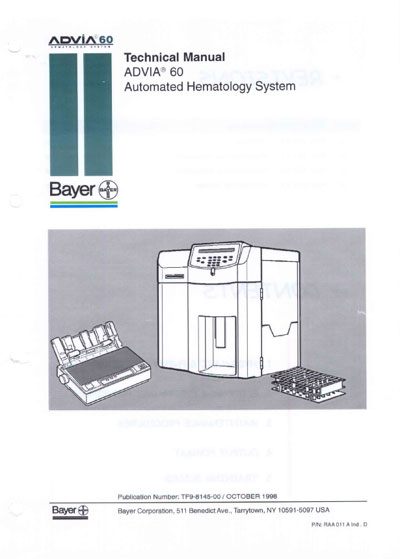 Техническая документация Technical Documentation/Manual на Advia 60 [Bayer]