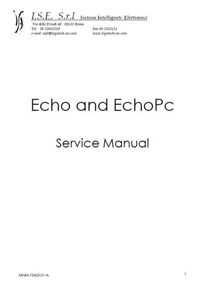 Сервисная инструкция Service manual на Echo & Echo PC (Vitalit 1000) [I.S.E.]
