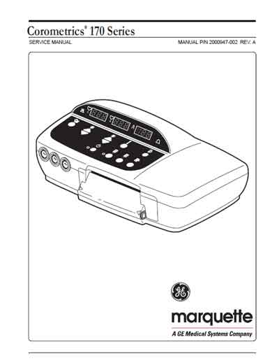 Сервисная инструкция Service manual на Corometrics серии 170 Rev.A [General Electric]
