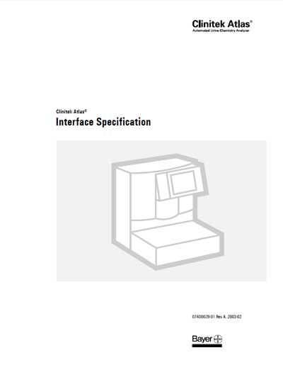 Техническая документация, Technical Documentation/Manual на Анализаторы Анализатор мочи Clinitek Atlas - Interface Specification