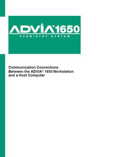 Техническая документация, Technical Documentation/Manual на Анализаторы Advia 1650 - Workstation and a Host Computer