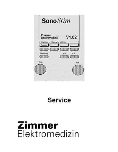 Сервисная инструкция Service manual на SonoStim Ver. 1.02 (ультразвуковой терапии) [Zimmer]