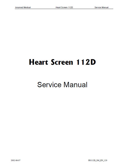 Сервисная инструкция Service manual на Heart Screen 112D [Innomed]