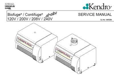 Сервисная инструкция Service manual на Biofuge Contifuge Stratos 120V, 200V, 208V, 240V [Kendro]