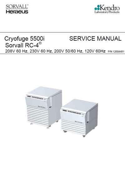 Сервисная инструкция, Service manual на Лаборатория-Центрифуга Cryofuge 5500i Sorvall RC4