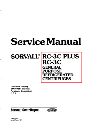 Сервисная инструкция Service manual на Sorvall RC-3C Plus & RC-3C [Kendro]