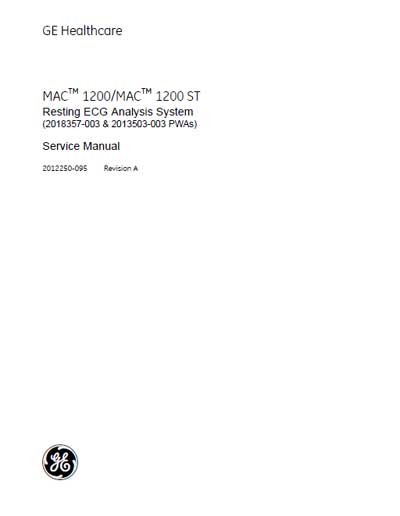 Сервисная инструкция Service manual на MAC 1200, 1200ST [General Electric]