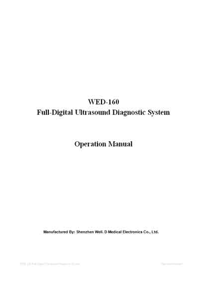 Инструкция по эксплуатации, Operation (Instruction) manual на Диагностика-УЗИ WED-160 (Shenzhen Well)