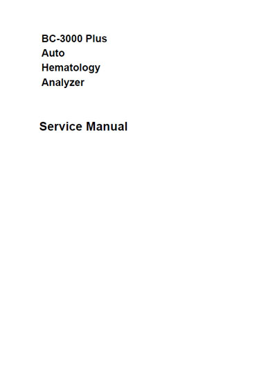 Сервисная инструкция Service manual на BC-3000 Plus (V1.1) [Mindray]