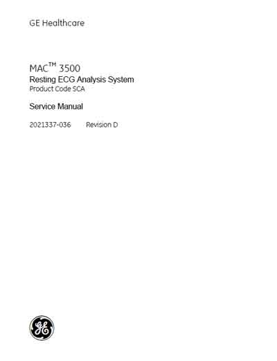 Сервисная инструкция Service manual на MAC 3500 [General Electric]