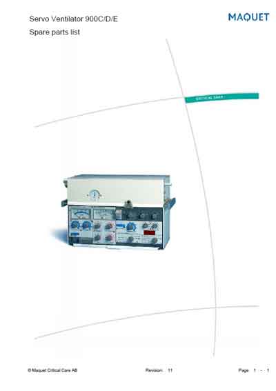 Техническая документация, Technical Documentation/Manual на ИВЛ-Анестезия Servo Ventilator C/D/E - сборочные чертежи