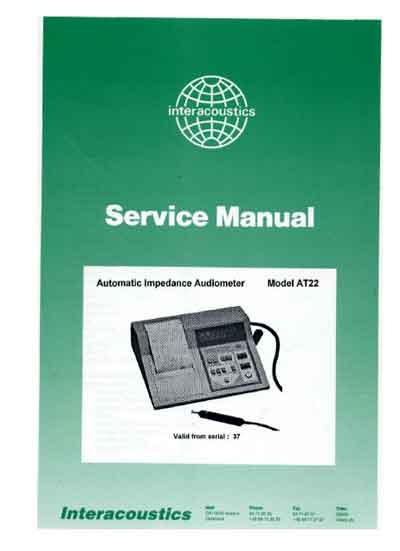 Сервисная инструкция, Service manual на Диагностика Аудиометр AT22 (Interacoustics)