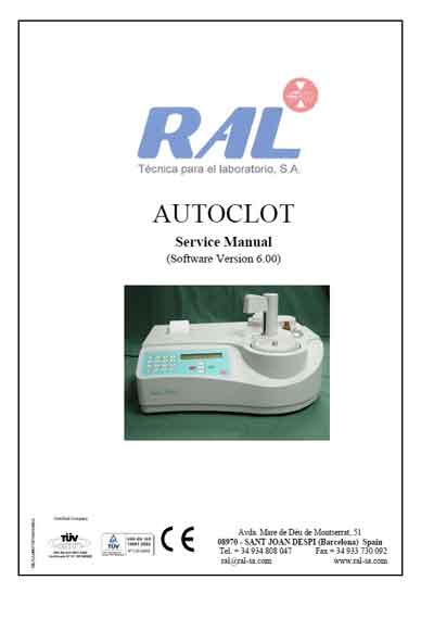 Сервисная инструкция, Service manual на Анализаторы-Коагулометр Autoclot Версия 6
