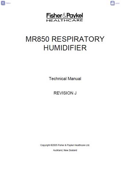 Техническое руководство, Technical manual на ИВЛ-Анестезия Увлажнитель дыхательных смесей MR 850, Rev. J