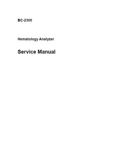 Сервисная инструкция, Service manual на Анализаторы BC-2300