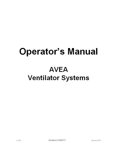 Инструкция оператора, Operator manual на ИВЛ-Анестезия Avea
