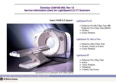 Сервисная инструкция Service manual на LightSpeed 5.X CT - Service Information [General Electric]