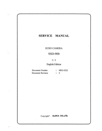 Сервисная инструкция, Service manual на Диагностика-УЗИ SSD-900