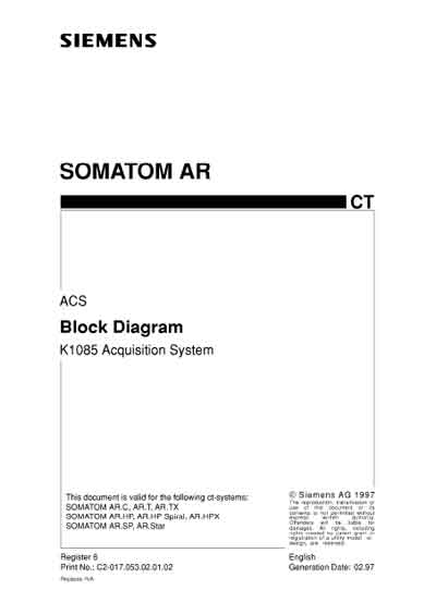 Схема электрическая, Electric scheme (circuit) на Томограф Somatom AR - ACS k1085 acquisition system