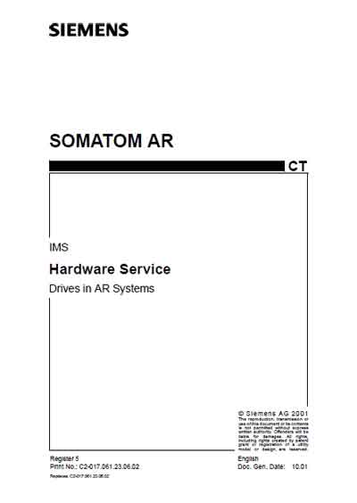Сервисная инструкция Service manual на Somatom AR - IMS Drives in AR systems [Siemens]