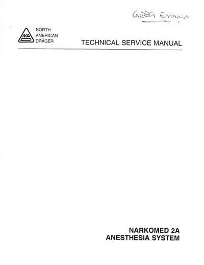 Сервисная инструкция, Service manual на ИВЛ-Анестезия Narkomed 2A